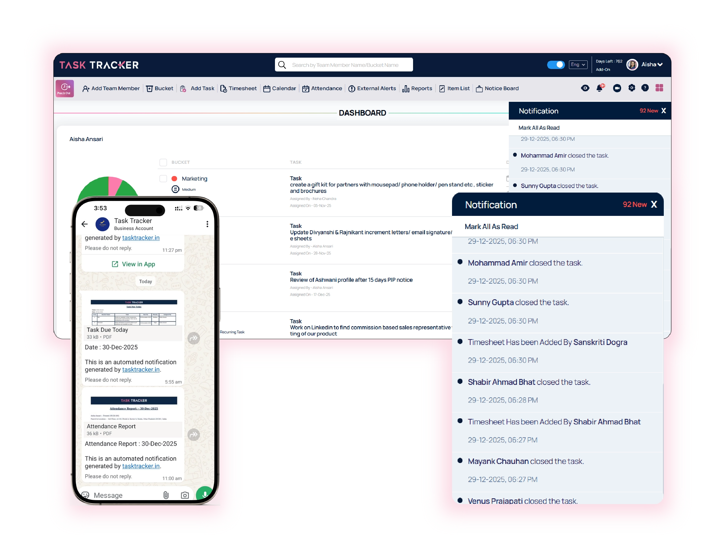 Time-sheets & attendance reports